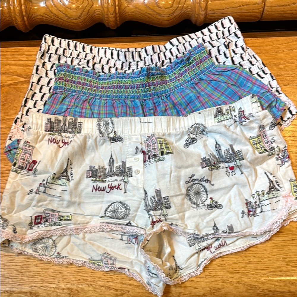Set of Three Victoria Secret Patterned pajama Shorts
